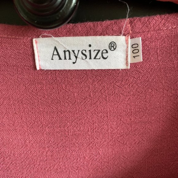 Maxi dress, ANYSIZE 100, dark pink, linen, with detail - Picture 3 of 5